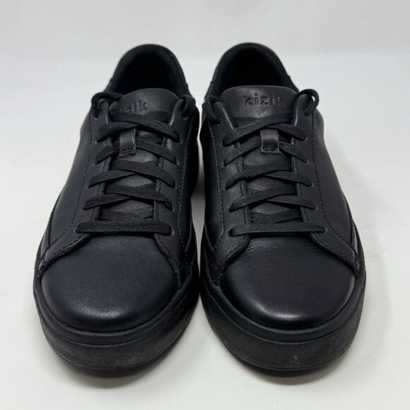 Kizik Vegas Sneakers Womens 7 Triple Black Leather Handsfree Lace Up Shoes - Picture 6 of 16